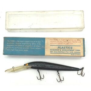 Vintage Rebel 2200 Series Deep Diver Minnow Fishing Lure Solid Black With Box